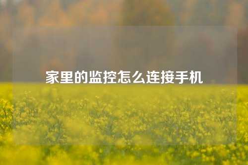 家里的监控怎么连接手机