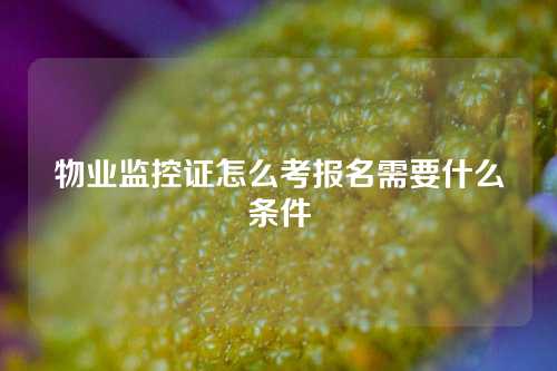 物业监控证怎么考报名需要什么条件