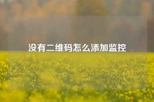 没有二维码怎么添加监控